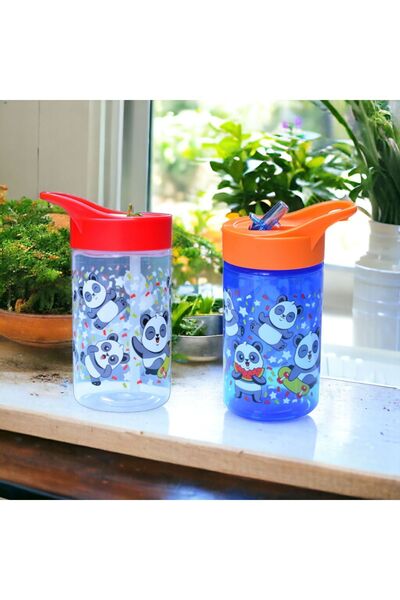 Peaceful 2 Adet 430 cc BPA FREE Katlanabilir Pipetli Sevimli Panda Desenli Ak...