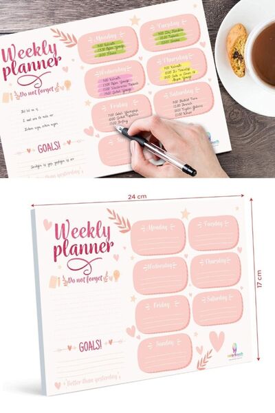 colortouch Pink Heart Weekly Planner - Εβδομαδιαίο Σημειωματάριο
