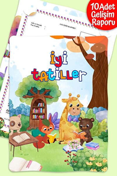 colortouch Hayvanlar Temalı A4 Anaokulu Ana Sınıfı Gelişim Raporu Karne Kılıfı ( Kabı ) 10 Adet Karne Süsleme