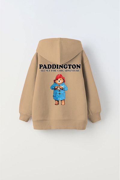 The Champ Clothing Hanorac pentru copii, unisex, bej Paddington - Hanorac imprimat cu glugă, ursuleț