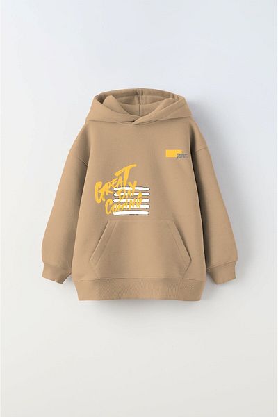 The Champ Clothing Hanorac cu glugă Fleece The Great Day Coming Text imprimat Bej Unisex Hanorac pentru copii