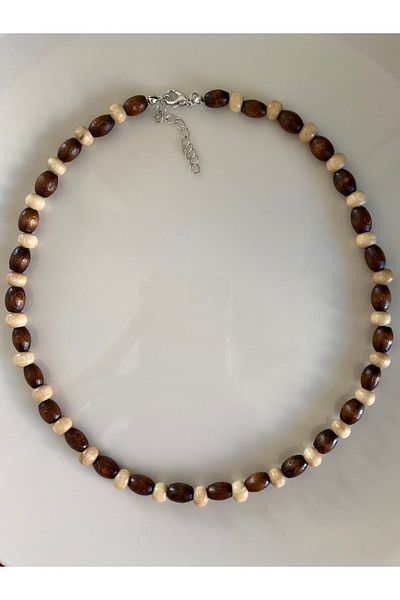 Stoneday Men's Wooden Bead Brown Bohemian Design Necklace