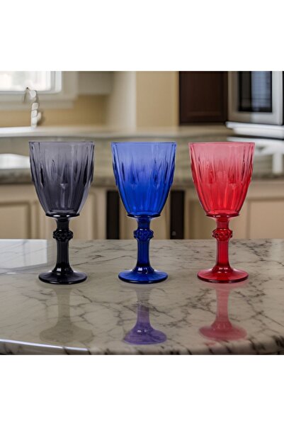 Peaceful 200 cc Renkli ve Ayaklı 3'lü Kadeh Seti 2