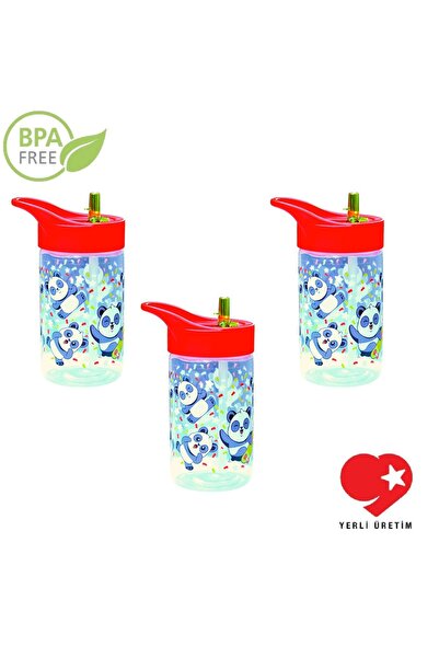 Peaceful 3 Adet Set Bpa Free 430 Cc Desenli Katlanabilir Pipetli Akıtmaz Sulu...