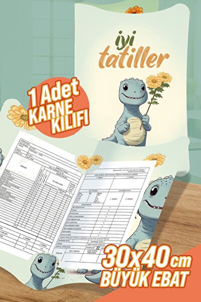 colortouch Dinazor A4 Karne Kabı Kılıfı 1 Adet Büyük Ebat 30x40 Cm Ilkokul Karne Kılıfı Karne Süsleme