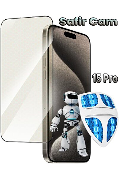 EDELFU Iphone 15 Pro Kalın Cam Tam Ekran Koruyucu Temperli Koruyucu Film