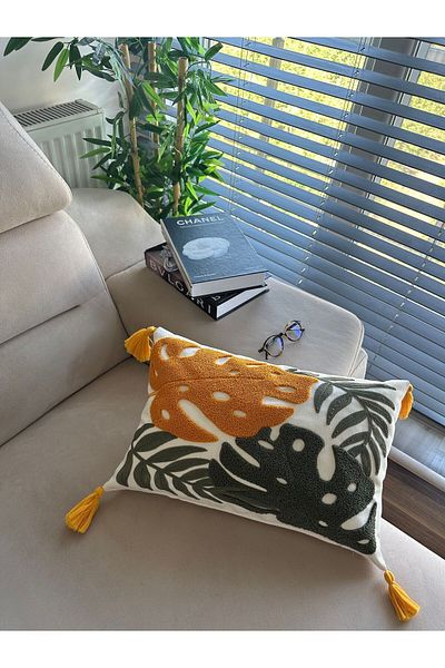 en gözde home Rectangular Sheath - Punch Embroidered and Dirt Cushion