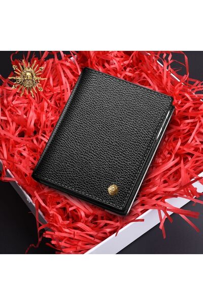 Laorentou Portofel pentru bărbați Ferragamo - piele naturală, fabricat în Italia, textura suport card