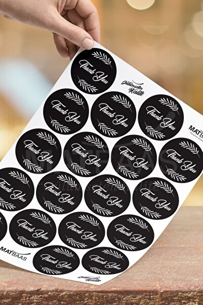 colortouch Siyah 72 Adet Thank You Sticker (1 Sticker 4 Cm Çapındadır )