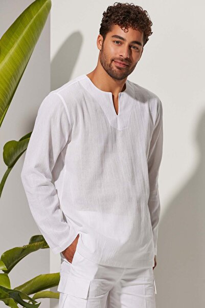 White By Nature Long Sleeve Sile Cloth Men's T-shirt