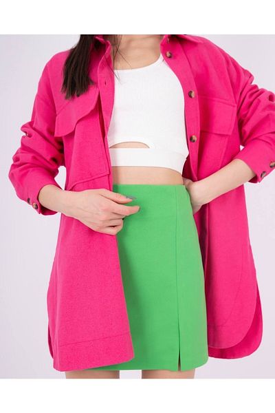 soBasic Fustă țesută mini cu fantă verde