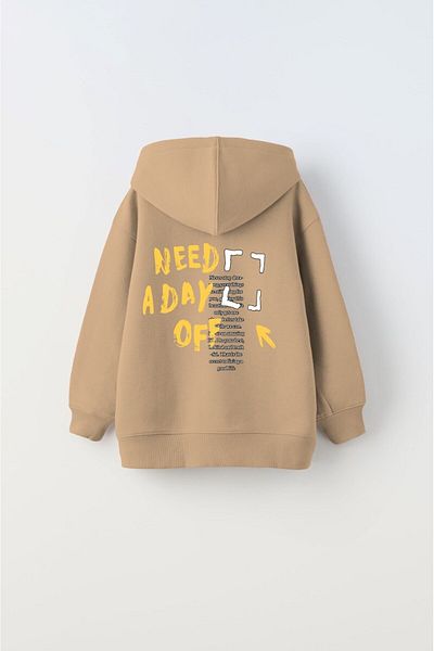 The Champ Clothing Hanorac cu glugă Fleece The Great Day Coming Text imprimat Bej Unisex Hanorac pentru copii
