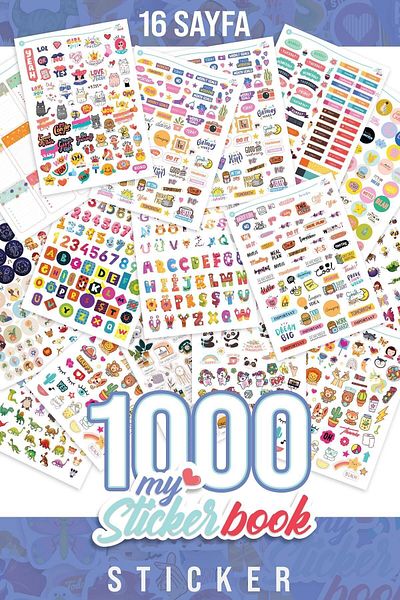 colortouch ماي ستيكر بوك، كتاب الملصقات، 1000 ملصق، 16 صفحة (مقاس A5)