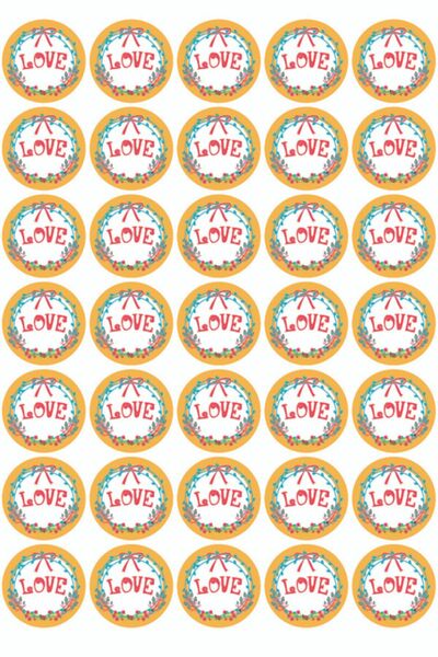 colortouch Love Yazılı Etiket 70 Adet 4x4 Cm