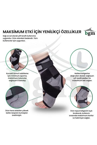 bgm High Quality Gray Bracelet - Malleol Supported with 8 Bandages