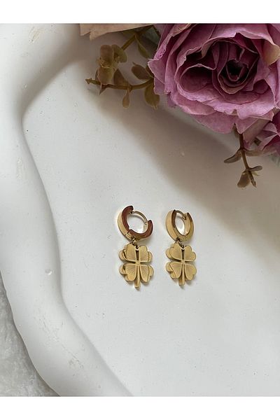 Selen Aksesuar clover steel earrings