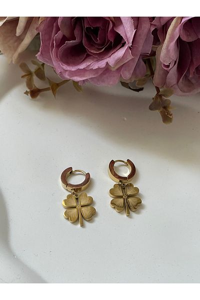 Selen Aksesuar clover steel earrings