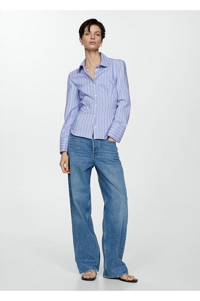 MANGO Woman Bow and Striped Blouse