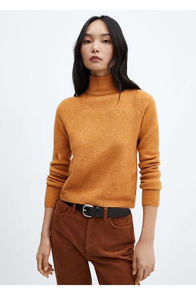 MANGO Woman Плетен пуловер с висока яка