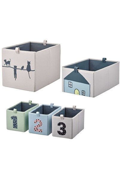 IKEA Set of 5 Children's Room Organizing Box Ikea Multi-Purpose Storage Box P...