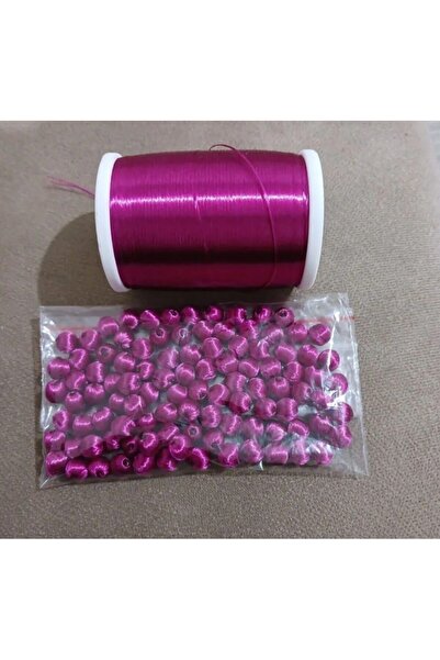 hobiimobiii Kiraz Oyası Boncuğu 120 Adet pembe fuşya Iğne Oyası Ip Sarma Yeme...