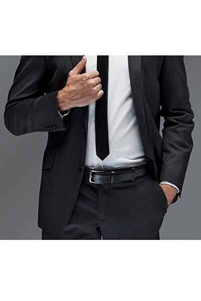 CEVINCOST %100 Hakiki Deri Siyah Klasik Kumaş Pantolon Kemeri Takım Elbise Ke...
