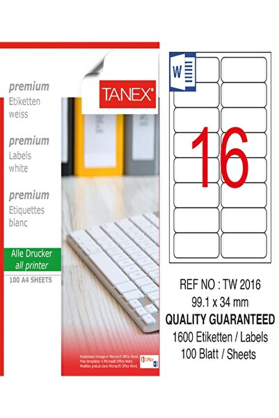 Ürün Evim Tanex White Laserski rez Etiketa - 99.1*34mm, pakovanje od 100