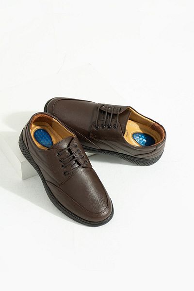GAK RUN men's khaki leather orthopedic casual shoes lace-up 202