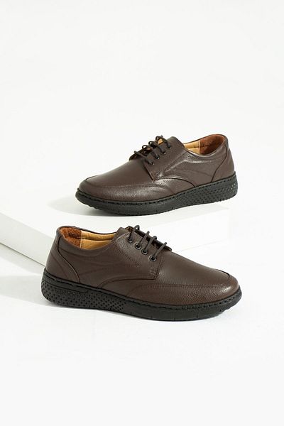 GAK RUN men's khaki leather orthopedic casual shoes lace-up 202