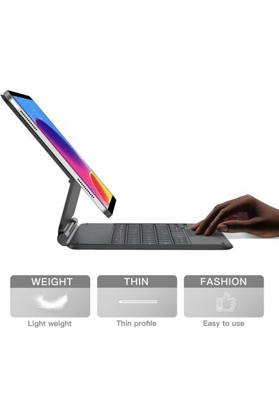 Fogy Ipad Pro 12.9" 2021.2022 5. 6. Nesil Uyumlu M1,m2 Magic Keyboard Touchpad Işıklı Klavyeli Kılıf
