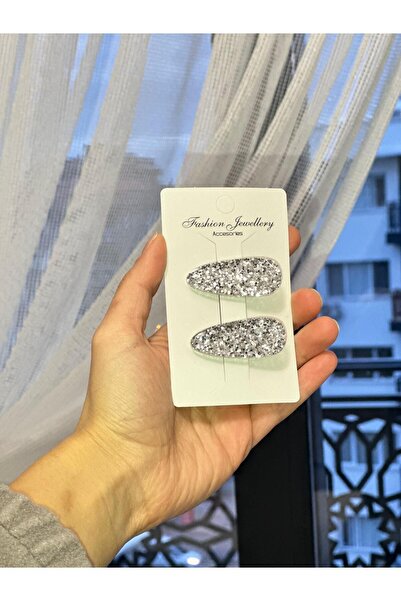 schkırt Triangle Model Epoxy Silver Color Glitter Children's Clamp Buckle Gif...