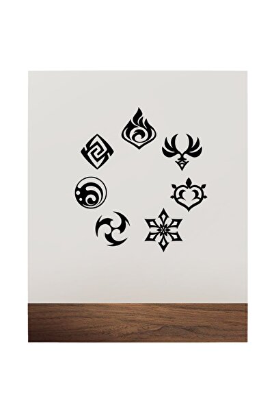 Genshin Impact Element Symbols Wooden Mdf Wall Decor