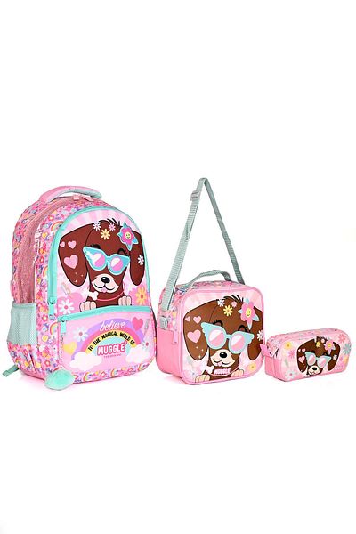 MUGGLE 9008 Cute Dog - Set de 3 rucsacuri de școală