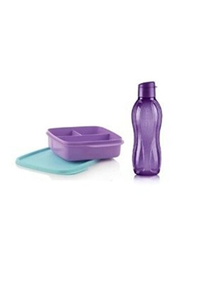Tupperware Hep Yanımda Set (bölmeli Beslenme Kabı Ve 750 Ml Lila Eko Şişe)