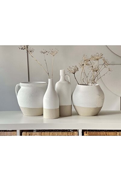 Allegorie.Co Dokulu Mat Vazo Koleksiyonu 4lü Set Latte