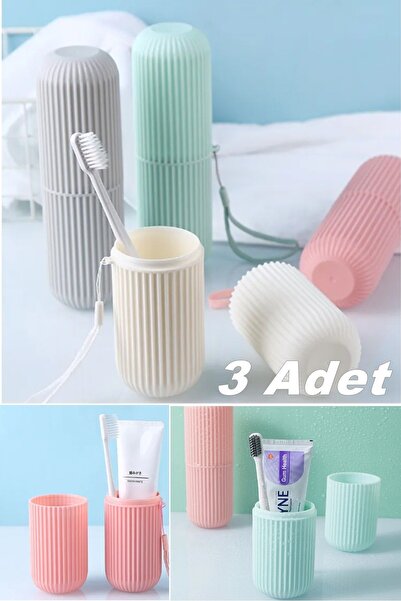 İndirimKap 3lü Smart Saklama Kabı Makyaj Fırçası Diş Fırçası Saklama Seyahat ...