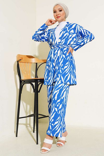VOLT CLOTHİNG Wzorzysty, owinięty damski komplet kimono