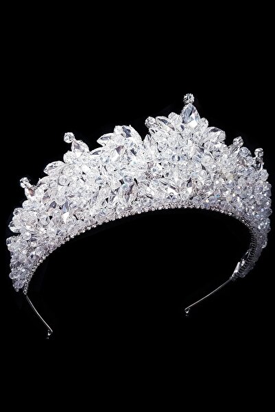MyCrown Coroana de mireasa inaltime de 7 cm cu cristale placate cu argint
