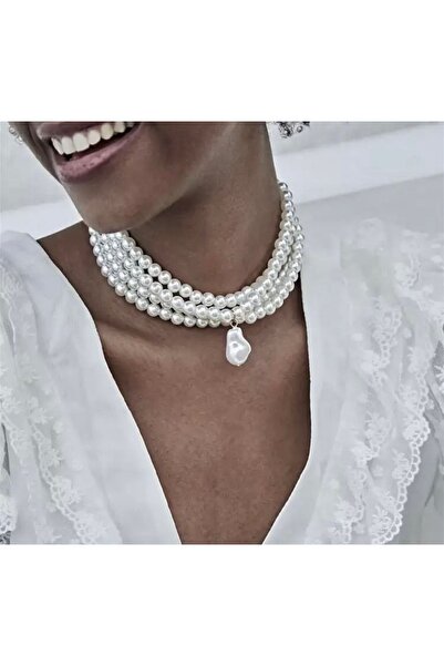 babel Gerçek İnci Görünümlü Kadın Choker Kolye