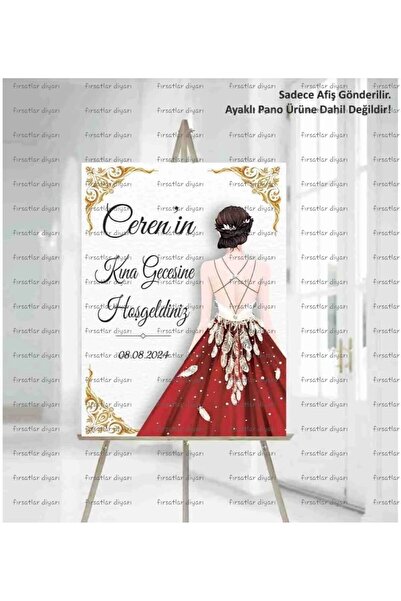 fırsatlar diyarı Kişiye Özel Kına Gecesi Hoşgeldiniz Karşılama Panosu Afişi 33x48 Cm