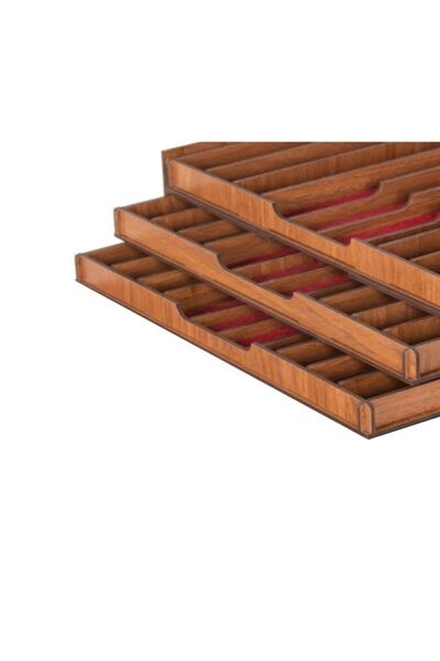 YANMAZ ART Tesbih Kutusu, 3 Katlı, Ceviz Renk, 30 Lu