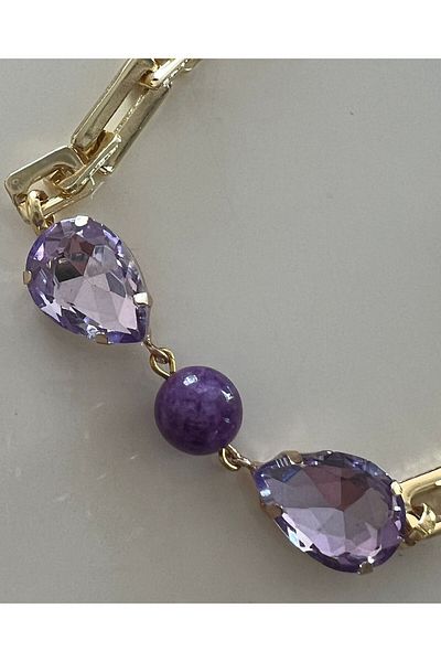 tones official Purple-Kuars Large Drop Bracelet with Natural Stone Detail