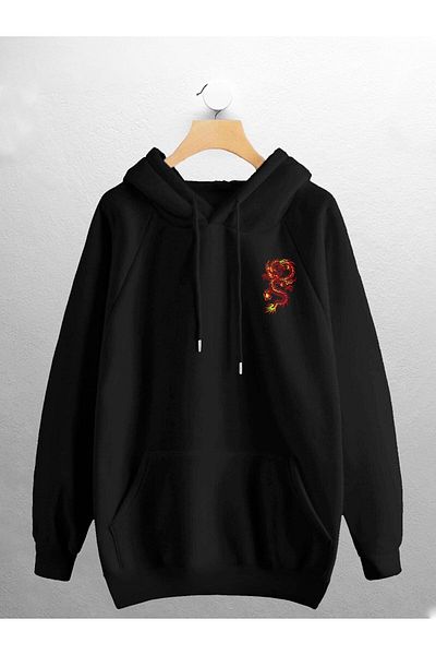 macklin Hanorac unisex pentru bărbați, cu imprimeu Dragon Roșu