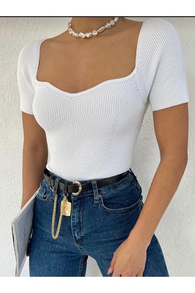 Gökcengirl Knitwear Short Sleeve Blouse