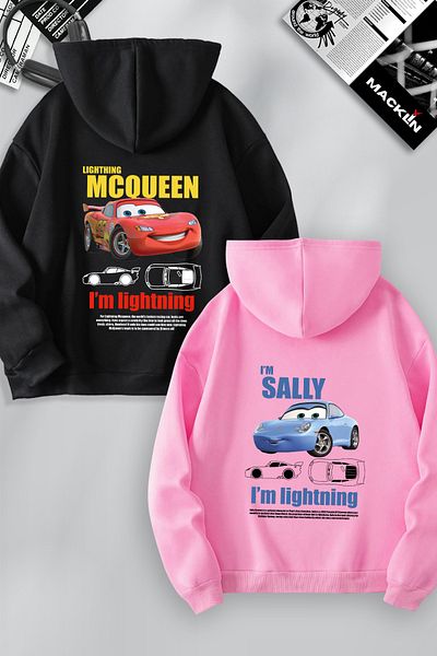 macklin Set de 2 hanorac cu glugă cu imprimeu McQueen și Sally - Design personalizat