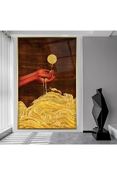 EMYA HOME Pictură pe sticlă cu modele abstracte cu cadru metalic