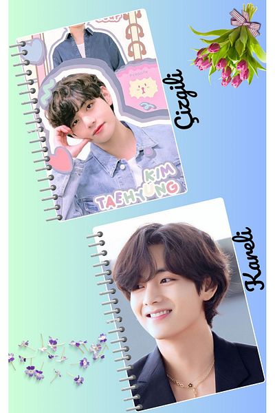 animeandyourworld طقم دفتر V BTS 2 قطعة مقاس A4 21*30 مخطط + مربعات 60 سي إف