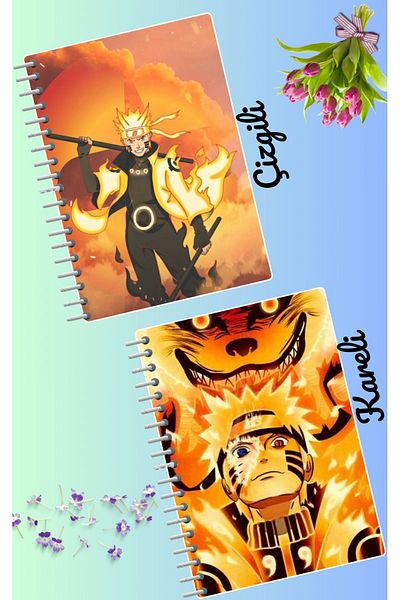 animeandyourworld Naruto uzamaki notebook set 2 pcs A4 size 21*30 striped + checked 60 syf