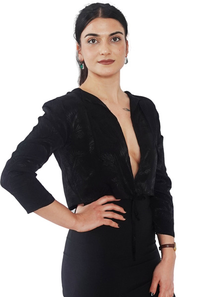 Lawools Crop (Siyah Dekolte, Çift taraflı kullanım))