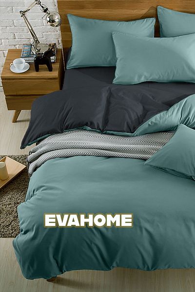 EVA Σετ Παπλωματοθήκης Βαμβακερό Διπλό Luxury Oil-Anthracite - Σεντόνια και 2 Μαξιλαροθήκες